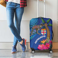 Fiji and Australia Together Luggage Cover Aboriginal Kangaroo and Tapa Tribal Hibiscus LT03 - Polynesian Pride