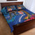 Fiji and Australia Together Quilt Bed Set Aboriginal Kangaroo and Tapa Tribal Hibiscus