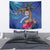 Fiji and Australia Together Tapestry Aboriginal Kangaroo and Tapa Tribal Hibiscus