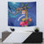 Fiji and Australia Together Tapestry Aboriginal Kangaroo and Tapa Tribal Hibiscus