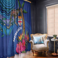 Fiji and Australia Together Window Curtain Aboriginal Kangaroo and Tapa Tribal Hibiscus LT03 - Polynesian Pride