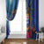 Fiji and Australia Together Window Curtain Aboriginal Kangaroo and Tapa Tribal Hibiscus