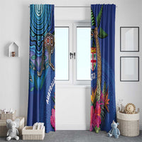 Fiji and Australia Together Window Curtain Aboriginal Kangaroo and Tapa Tribal Hibiscus LT03 - Polynesian Pride