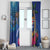 Fiji and Australia Together Window Curtain Aboriginal Kangaroo and Tapa Tribal Hibiscus