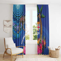 Fiji and Australia Together Window Curtain Aboriginal Kangaroo and Tapa Tribal Hibiscus LT03 - Polynesian Pride