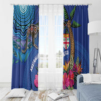 Fiji and Australia Together Window Curtain Aboriginal Kangaroo and Tapa Tribal Hibiscus LT03 - Polynesian Pride