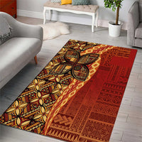 Samoan Pacific Tribal Flower Geometric Art Tattoos Area Rug Siapo Pattern Flame Sunset LT03 - Polynesian Pride