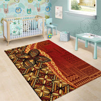 Samoan Pacific Tribal Flower Geometric Art Tattoos Area Rug Siapo Pattern Flame Sunset LT03 - Polynesian Pride