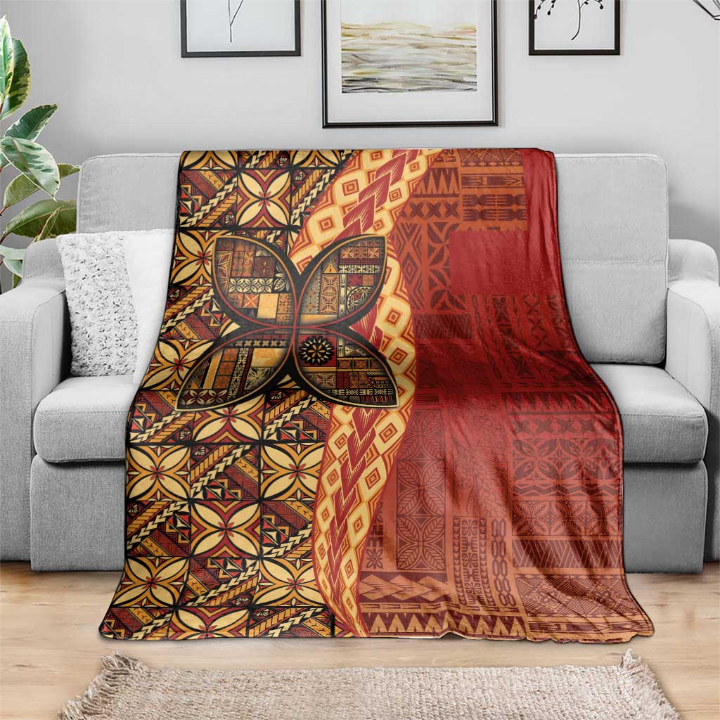Samoan Pacific Tribal Flower Geometric Art Tattoos Blanket Siapo Pattern Flame Sunset LT03 - Polynesian Pride