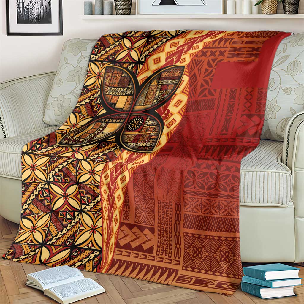 Samoan Pacific Tribal Flower Geometric Art Tattoos Blanket Siapo Pattern Flame Sunset LT03 - Polynesian Pride
