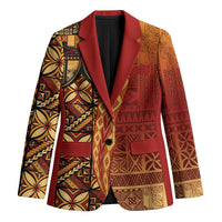 Samoan Pacific Tribal Flower Geometric Art Tattoos Blazer Siapo Pattern Flame Sunset LT03 Unisex Red - Polynesian Pride
