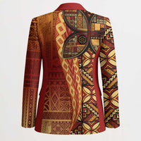 Samoan Pacific Tribal Flower Geometric Art Tattoos Blazer Siapo Pattern Flame Sunset LT03 - Polynesian Pride
