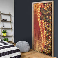 Samoan Pacific Tribal Flower Geometric Art Tattoos Door Cover Siapo Pattern Flame Sunset LT03 - Polynesian Pride