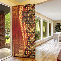 Samoan Pacific Tribal Flower Geometric Art Tattoos Door Cover Siapo Pattern Flame Sunset LT03 - Polynesian Pride