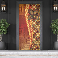 Samoan Pacific Tribal Flower Geometric Art Tattoos Door Cover Siapo Pattern Flame Sunset LT03 - Polynesian Pride