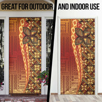 Samoan Pacific Tribal Flower Geometric Art Tattoos Door Cover Siapo Pattern Flame Sunset LT03 - Polynesian Pride