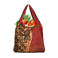 Samoan Pacific Tribal Flower Geometric Art Tattoos Grocery Bag Siapo Pattern Flame Sunset LT03 1-pack One Size Red - Polynesian Pride
