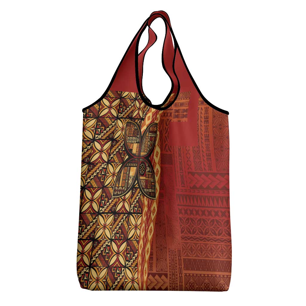 Samoan Pacific Tribal Flower Geometric Art Tattoos Grocery Bag Siapo Pattern Flame Sunset LT03 - Polynesian Pride