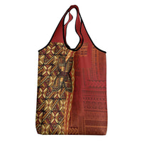 Samoan Pacific Tribal Flower Geometric Art Tattoos Grocery Bag Siapo Pattern Flame Sunset LT03 - Polynesian Pride