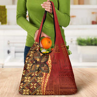 Samoan Pacific Tribal Flower Geometric Art Tattoos Grocery Bag Siapo Pattern Flame Sunset LT03 - Polynesian Pride