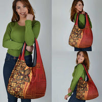 Samoan Pacific Tribal Flower Geometric Art Tattoos Grocery Bag Siapo Pattern Flame Sunset LT03 - Polynesian Pride