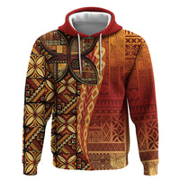 Samoan Pacific Tribal Flower Geometric Art Tattoos Hoodie Siapo Pattern Flame Sunset LT03 Pullover Hoodie Red - Polynesian Pride