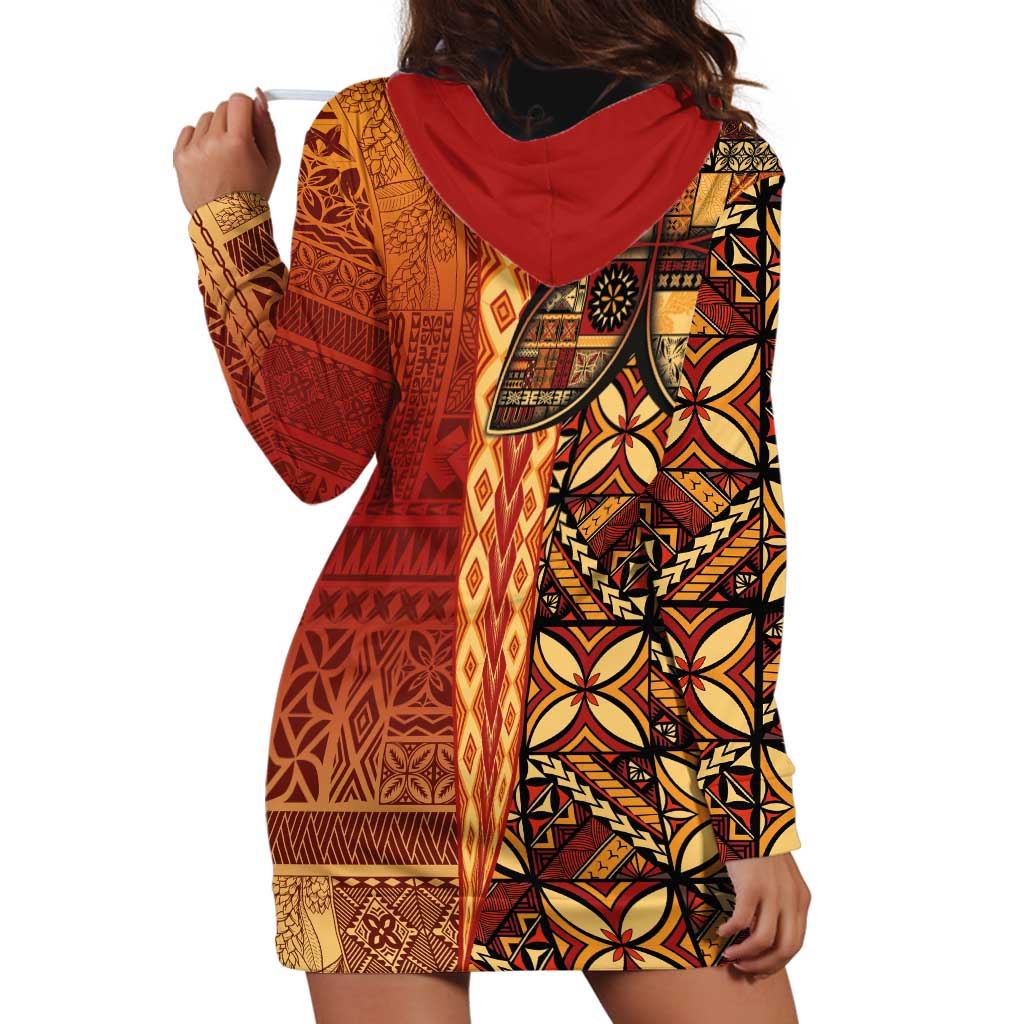 Samoan Pacific Tribal Flower Geometric Art Tattoos Hoodie Dress Siapo Pattern Flame Sunset LT03 - Polynesian Pride