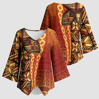 Samoan Pacific Tribal Flower Geometric Art Tattoos Kimono Sleeve Blouse Siapo Pattern Flame Sunset LT03 - Polynesian Pride