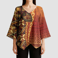 Samoan Pacific Tribal Flower Geometric Art Tattoos Kimono Sleeve Blouse Siapo Pattern Flame Sunset LT03 - Polynesian Pride