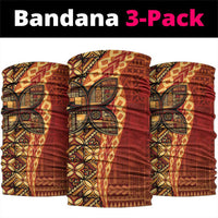 Samoan Pacific Tribal Flower Geometric Art Tattoos Neck Gaiter Siapo Pattern Flame Sunset LT03 package One Size: 25*50cm Red - Polynesian Pride
