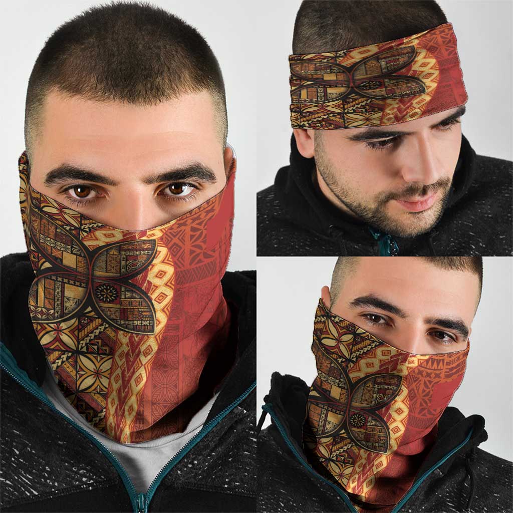 Samoan Pacific Tribal Flower Geometric Art Tattoos Neck Gaiter Siapo Pattern Flame Sunset LT03 - Polynesian Pride