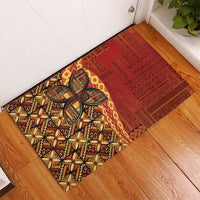 Samoan Pacific Tribal Flower Geometric Art Tattoos Rubber Doormat Siapo Pattern Flame Sunset LT03 - Polynesian Pride