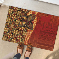 Samoan Pacific Tribal Flower Geometric Art Tattoos Rubber Doormat Siapo Pattern Flame Sunset LT03 - Polynesian Pride