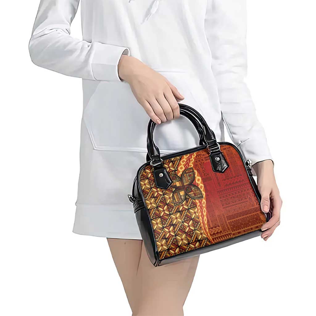 Samoan Pacific Tribal Flower Geometric Art Tattoos Shoulder Handbag Siapo Pattern Flame Sunset LT03 - Polynesian Pride