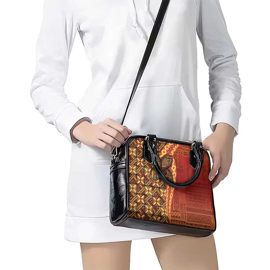 Samoan Pacific Tribal Flower Geometric Art Tattoos Shoulder Handbag Siapo Pattern Flame Sunset LT03 - Polynesian Pride