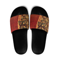 Samoan Pacific Tribal Flower Geometric Art Tattoos Slide Sandals Siapo Pattern Flame Sunset LT03 Red - Polynesian Pride