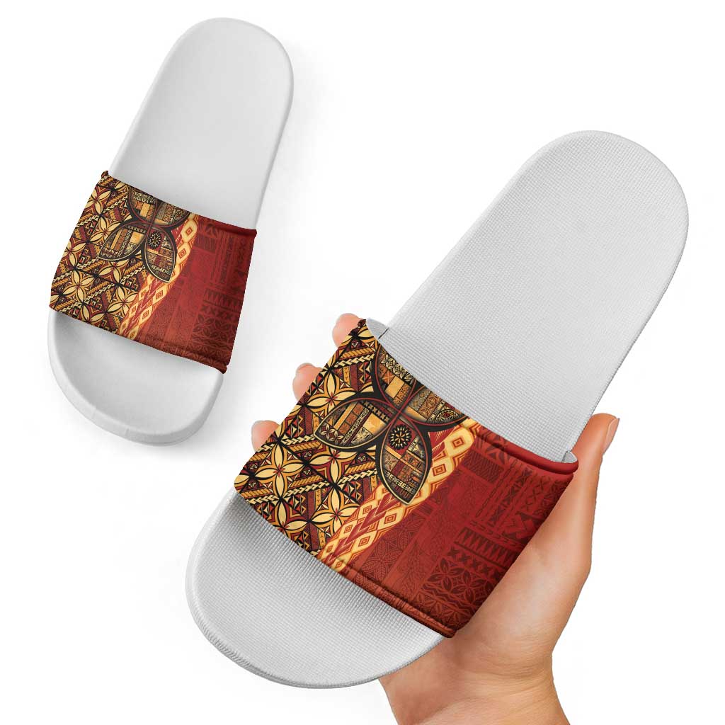 Samoan Pacific Tribal Flower Geometric Art Tattoos Slide Sandals Siapo Pattern Flame Sunset LT03 - Polynesian Pride