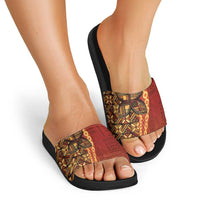 Samoan Pacific Tribal Flower Geometric Art Tattoos Slide Sandals Siapo Pattern Flame Sunset LT03 - Polynesian Pride