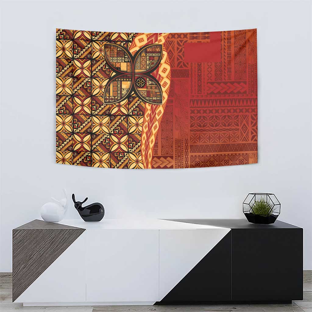 Samoan Pacific Tribal Flower Geometric Art Tattoos Tapestry Siapo Pattern Flame Sunset LT03 - Polynesian Pride
