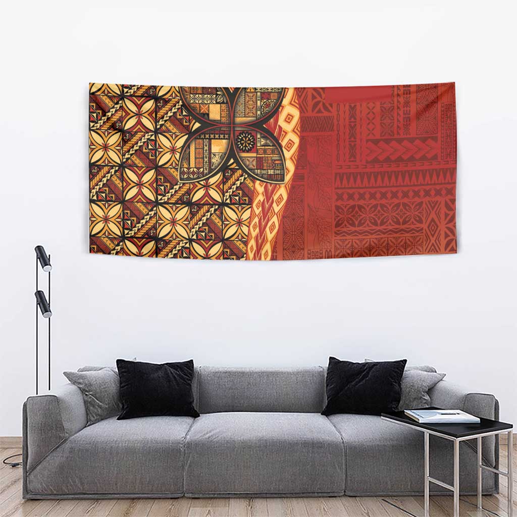 Samoan Pacific Tribal Flower Geometric Art Tattoos Tapestry Siapo Pattern Flame Sunset LT03 - Polynesian Pride