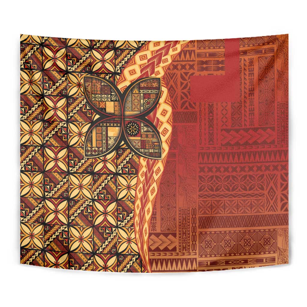 Samoan Pacific Tribal Flower Geometric Art Tattoos Tapestry Siapo Pattern Flame Sunset LT03 - Polynesian Pride