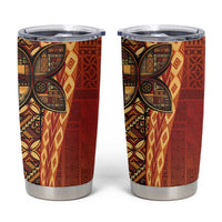 Samoan Pacific Tribal Flower Geometric Art Tattoos Tumbler Cup Siapo Pattern Flame Sunset LT03 Red - Polynesian Pride