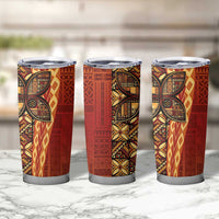 Samoan Pacific Tribal Flower Geometric Art Tattoos Tumbler Cup Siapo Pattern Flame Sunset LT03 - Polynesian Pride
