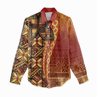 Samoan Pacific Tribal Flower Geometric Art Tattoos Women Casual Shirt Siapo Pattern Flame Sunset LT03 - Polynesian Pride