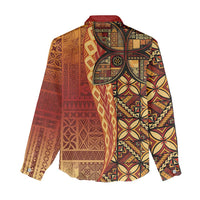 Samoan Pacific Tribal Flower Geometric Art Tattoos Women Casual Shirt Siapo Pattern Flame Sunset LT03 - Polynesian Pride