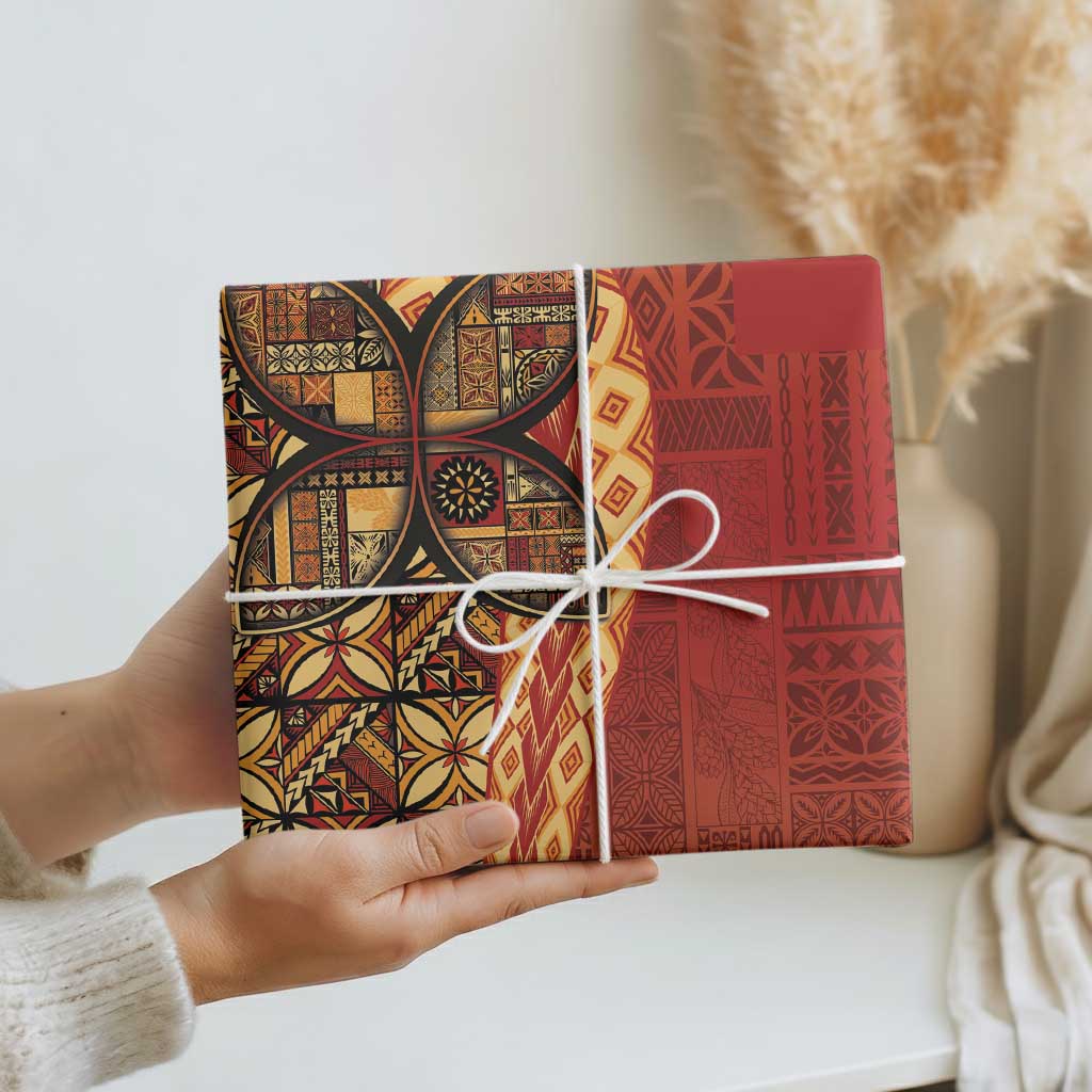 Samoan Pacific Tribal Flower Geometric Art Tattoos Wrapping Paper Siapo Pattern Flame Sunset LT03 - Polynesian Pride