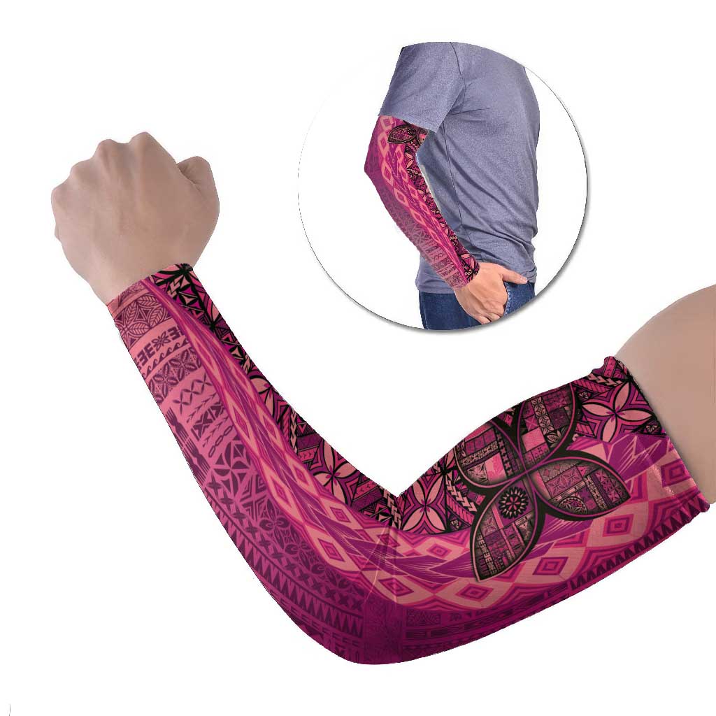 Samoan Pacific Tribal Flower Geometric Art Tattoos Arm Sleeves Siapo Pattern Romantic Rose LT03 Set of 2 Pink - Polynesian Pride