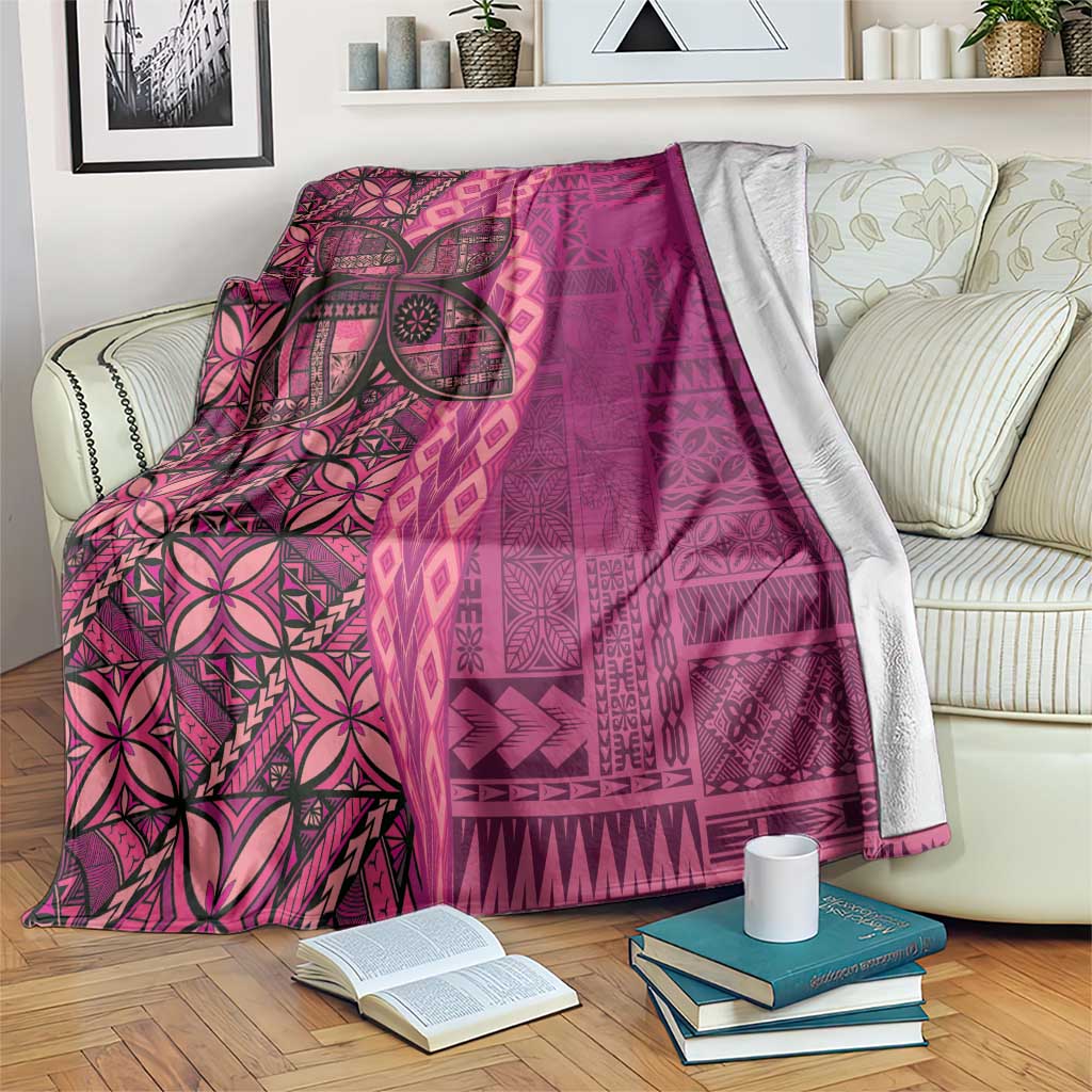 Samoan Pacific Tribal Flower Geometric Art Tattoos Blanket Siapo Pattern Romantic Rose LT03 Pink - Polynesian Pride
