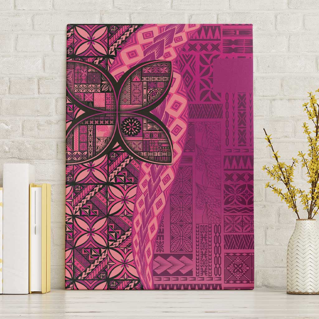 Samoan Pacific Tribal Flower Geometric Art Tattoos Canvas Wall Art Siapo Pattern Romantic Rose LT03 Without Frame Pink - Polynesian Pride