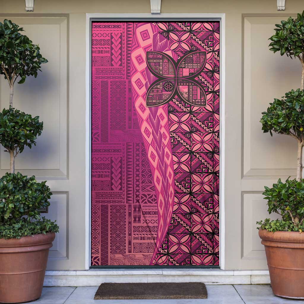 Samoan Pacific Tribal Flower Geometric Art Tattoos Door Cover Siapo Pattern Romantic Rose LT03 Pink - Polynesian Pride